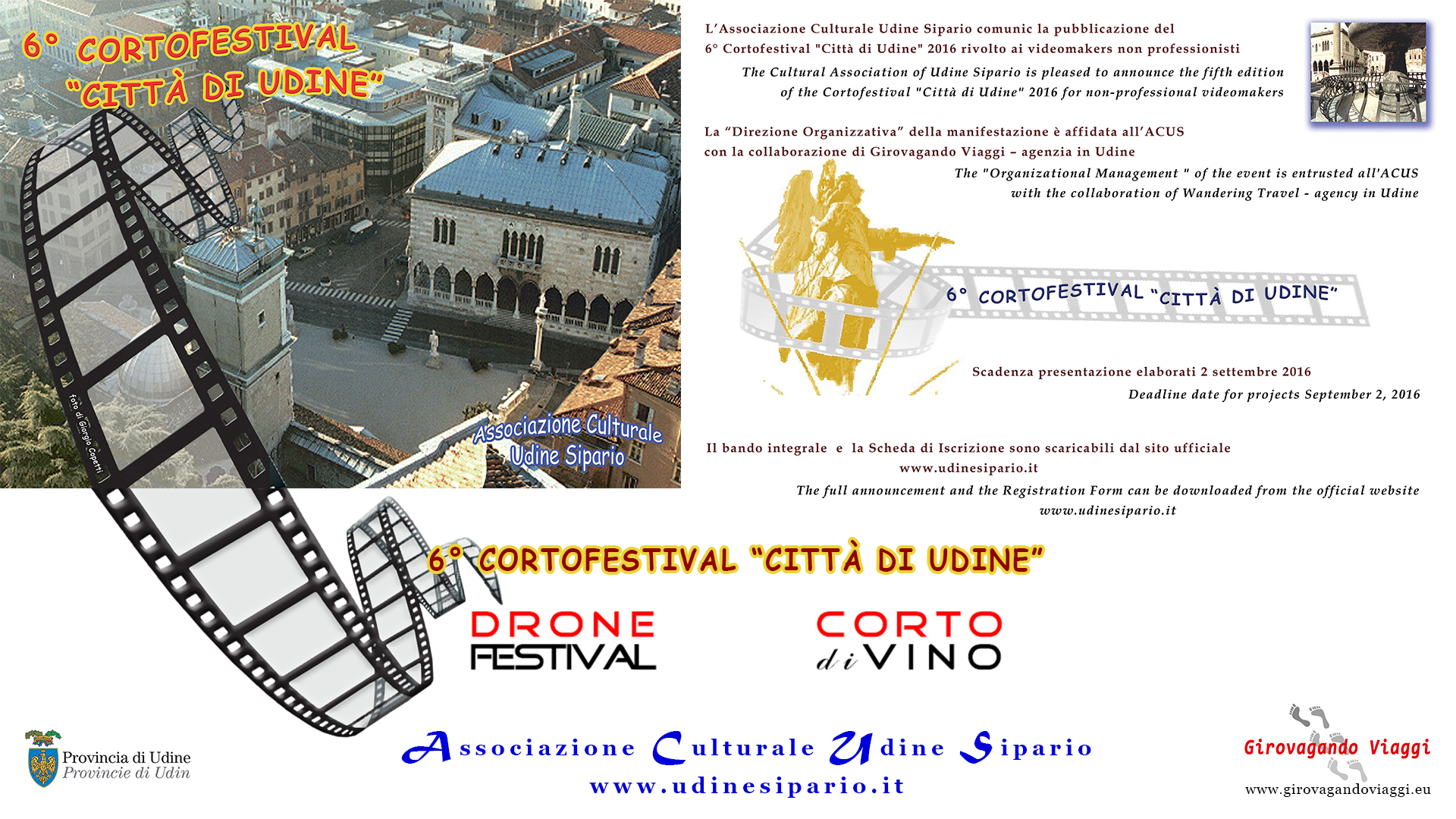 6° CortoFestival Città di Udine: ricezione elaborati prorogata al 31 ottobre