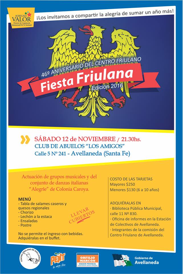 46° Anniversario Centro Friulano Avellaneda de Santa Fe (12 novembre)
