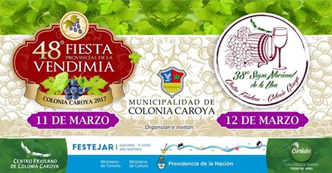 48^ Fiesta de la Vendimia y 38^ Sagra Nacional de la Uva (Colonia Caroya, 11-12 marzo)