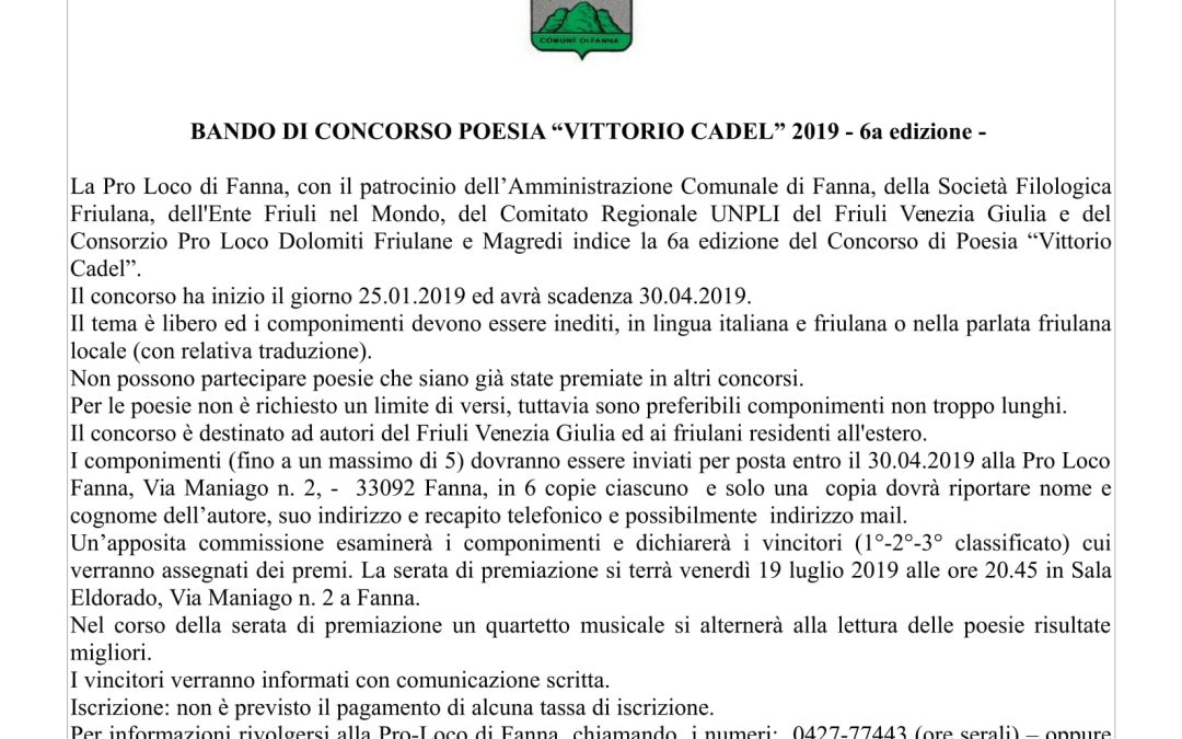 Bando Concorso Poesia 2019 Cadel-1