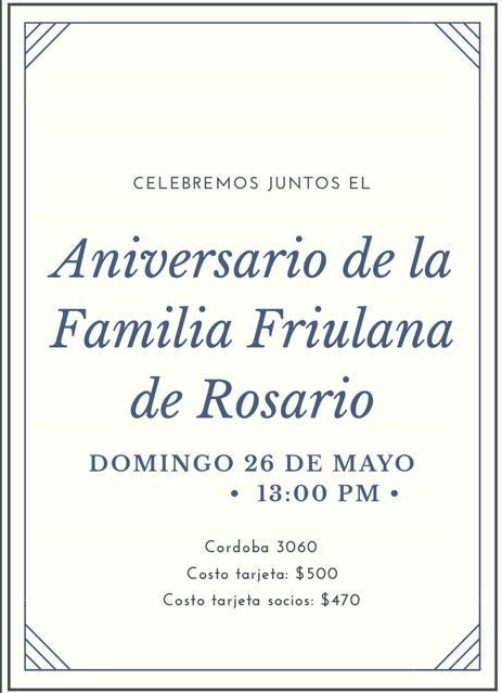 Familia Friulana Rosario anniversario