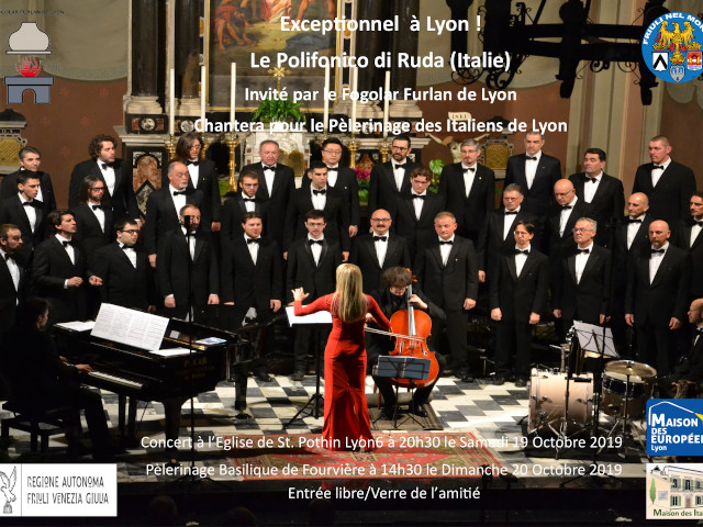 Lione, 19 e 20 ottobre 2019: i concerti del Coro Polifonico di Ruda nella Chiesa di St. Pothin e nella Basilica di Fourvière