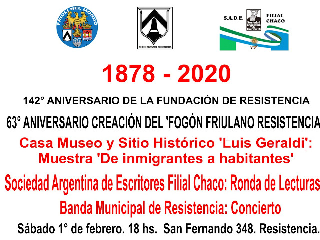 Iniziano i festeggiamenti per il 63° anniversario della creazione del Fogón Friulano di Resistencia. TUTTI INVITATI!!!