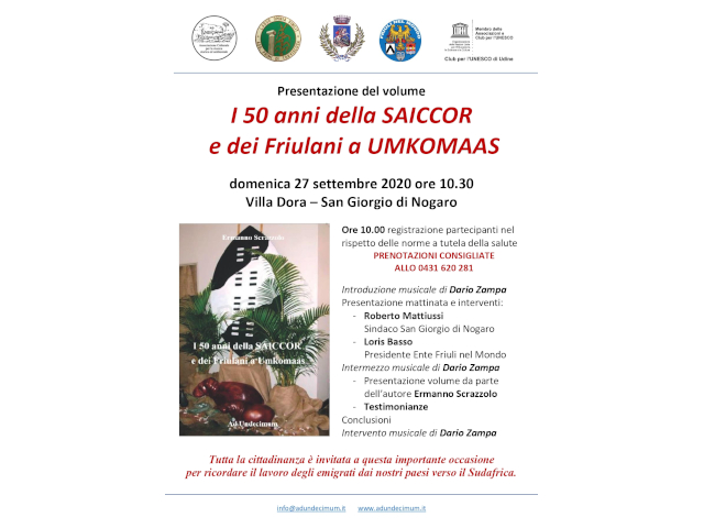 Presentazione del libro: I 50 anni della SAICCOR e dei Friulani a Umkomaas
