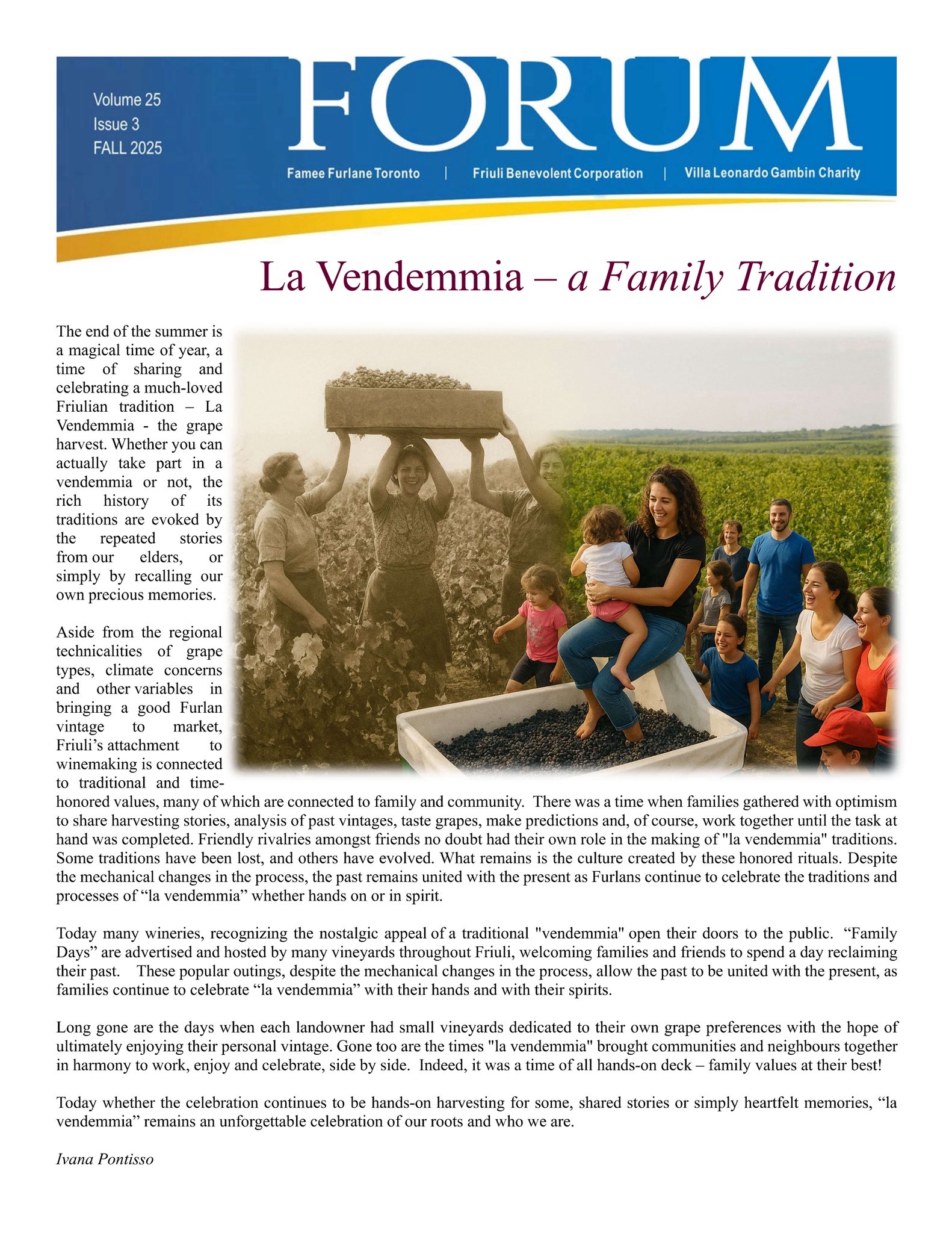 FORUM Magazine della Famee Furlane di Toronto. Autunno-Fall 2025