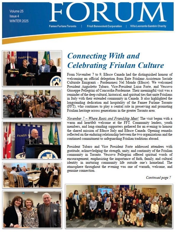 FORUM Magazine della Famee Furlane di Toronto. Inverno-Winter 2025