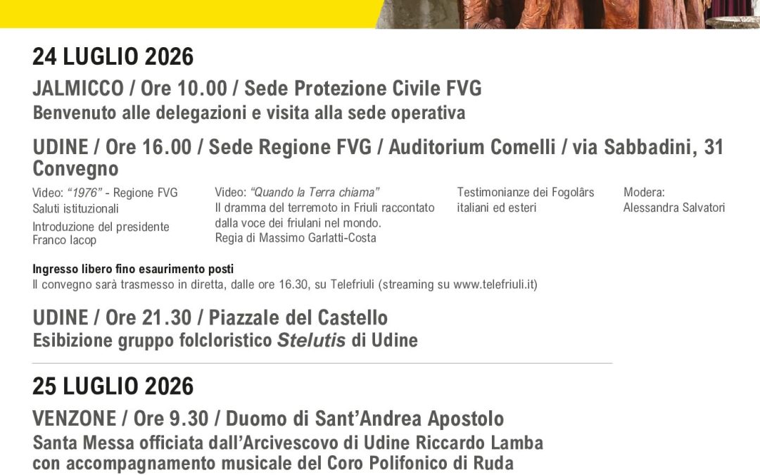 Convention Annuale dei Friulani nel Mondo 2026 – Programma